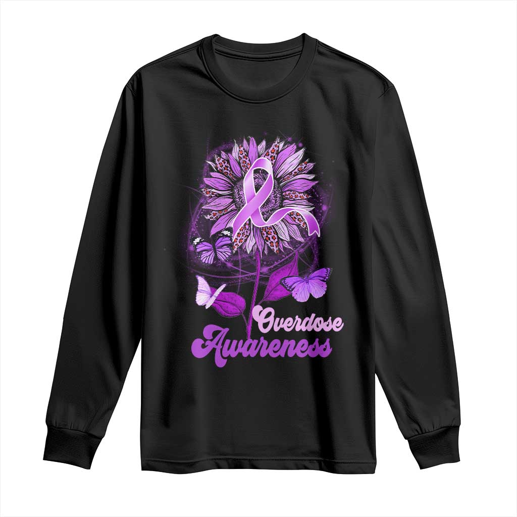 Purple Sunflower Overdose Prevention Support Squad Long Sleeve Shirt