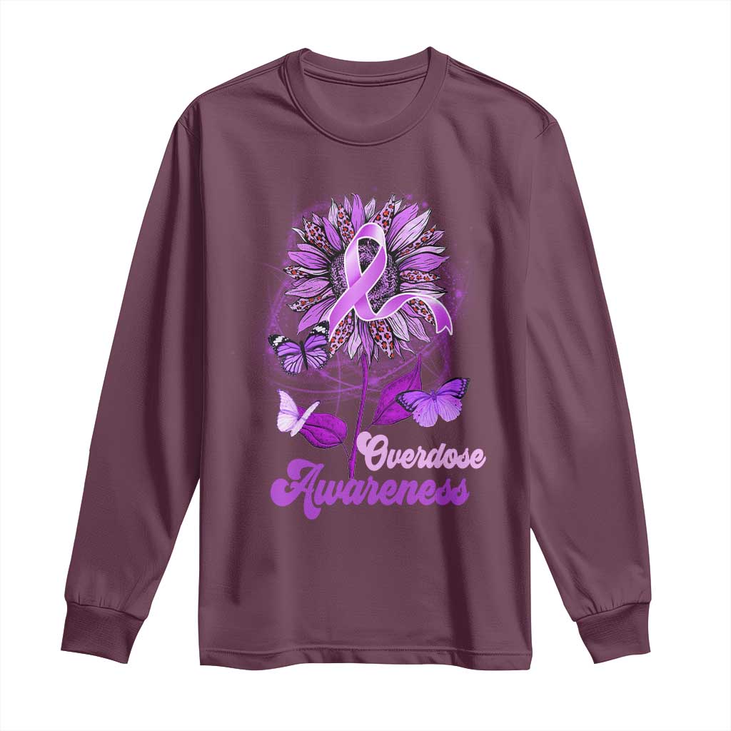 Purple Sunflower Overdose Prevention Support Squad Long Sleeve Shirt