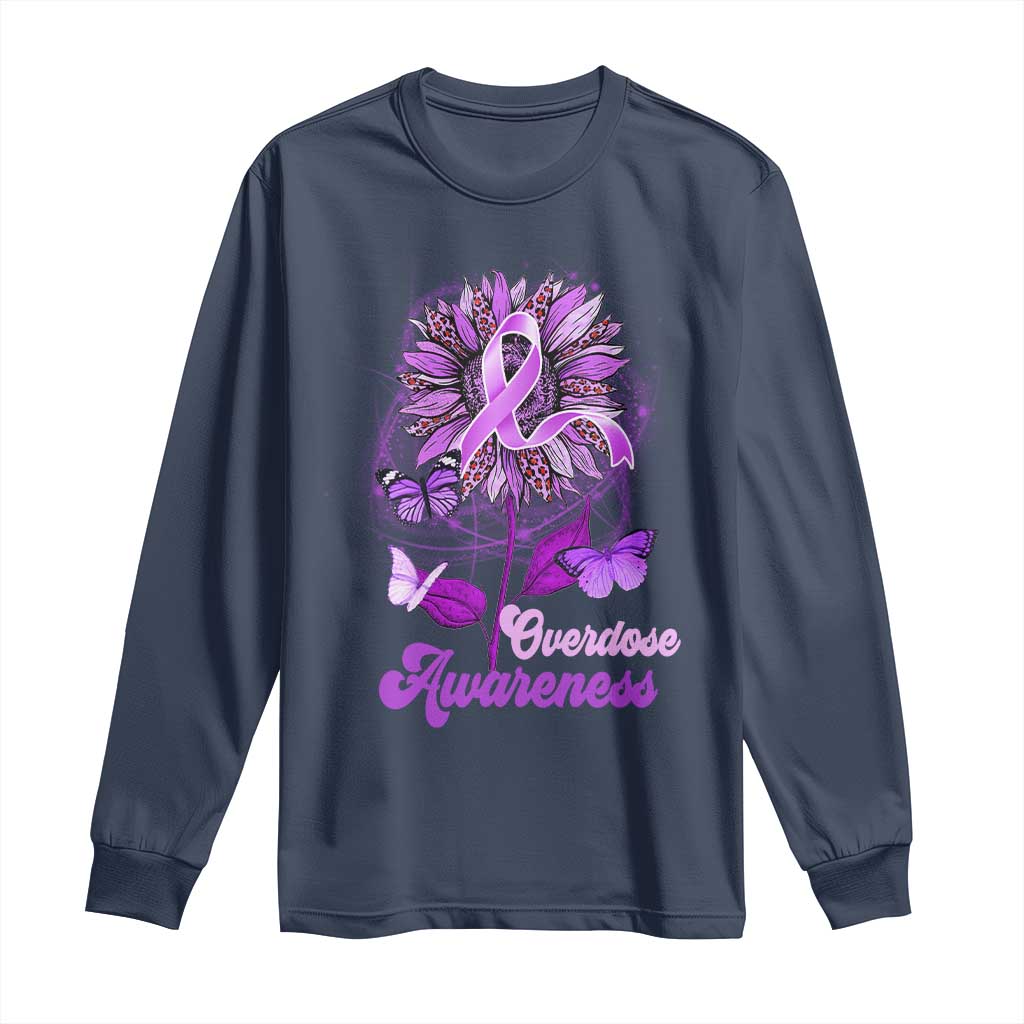 Purple Sunflower Overdose Prevention Support Squad Long Sleeve Shirt