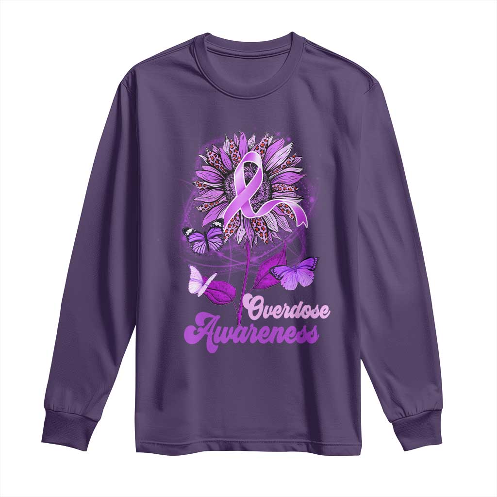 Purple Sunflower Overdose Prevention Support Squad Long Sleeve Shirt