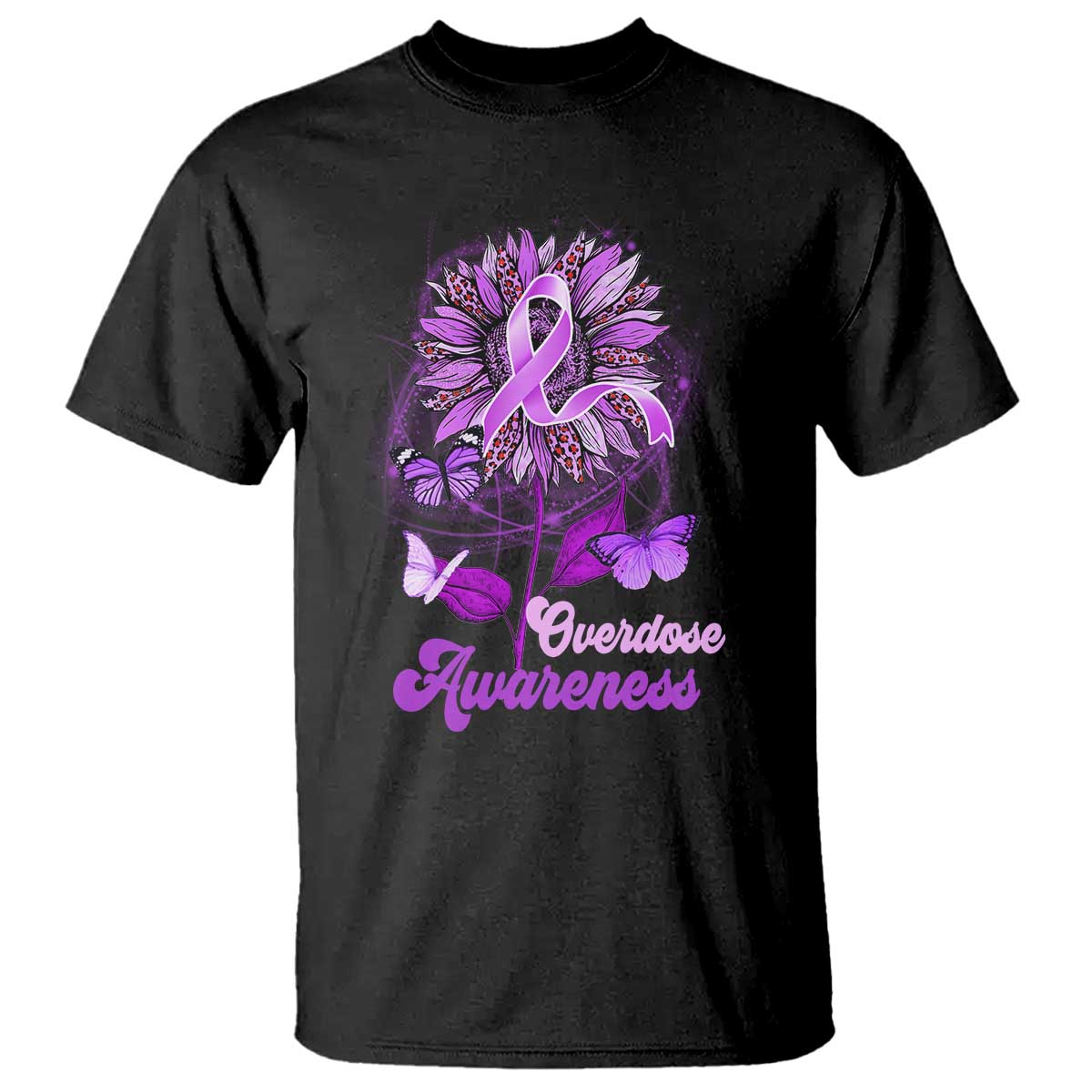 Purple Sunflower Overdose Prevention Support Squad T Shirt