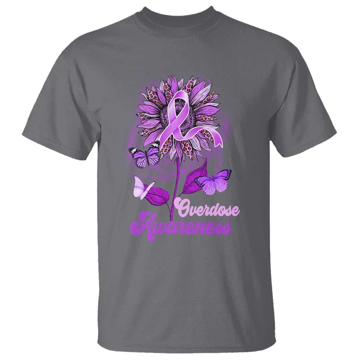 Purple Sunflower Overdose Prevention Support Squad T Shirt