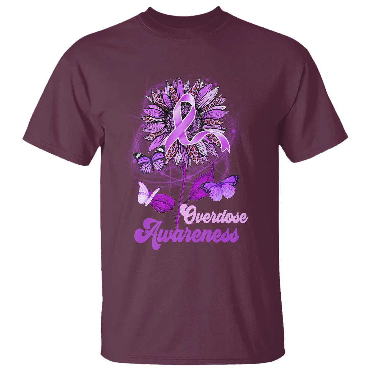 Purple Sunflower Overdose Prevention Support Squad T Shirt