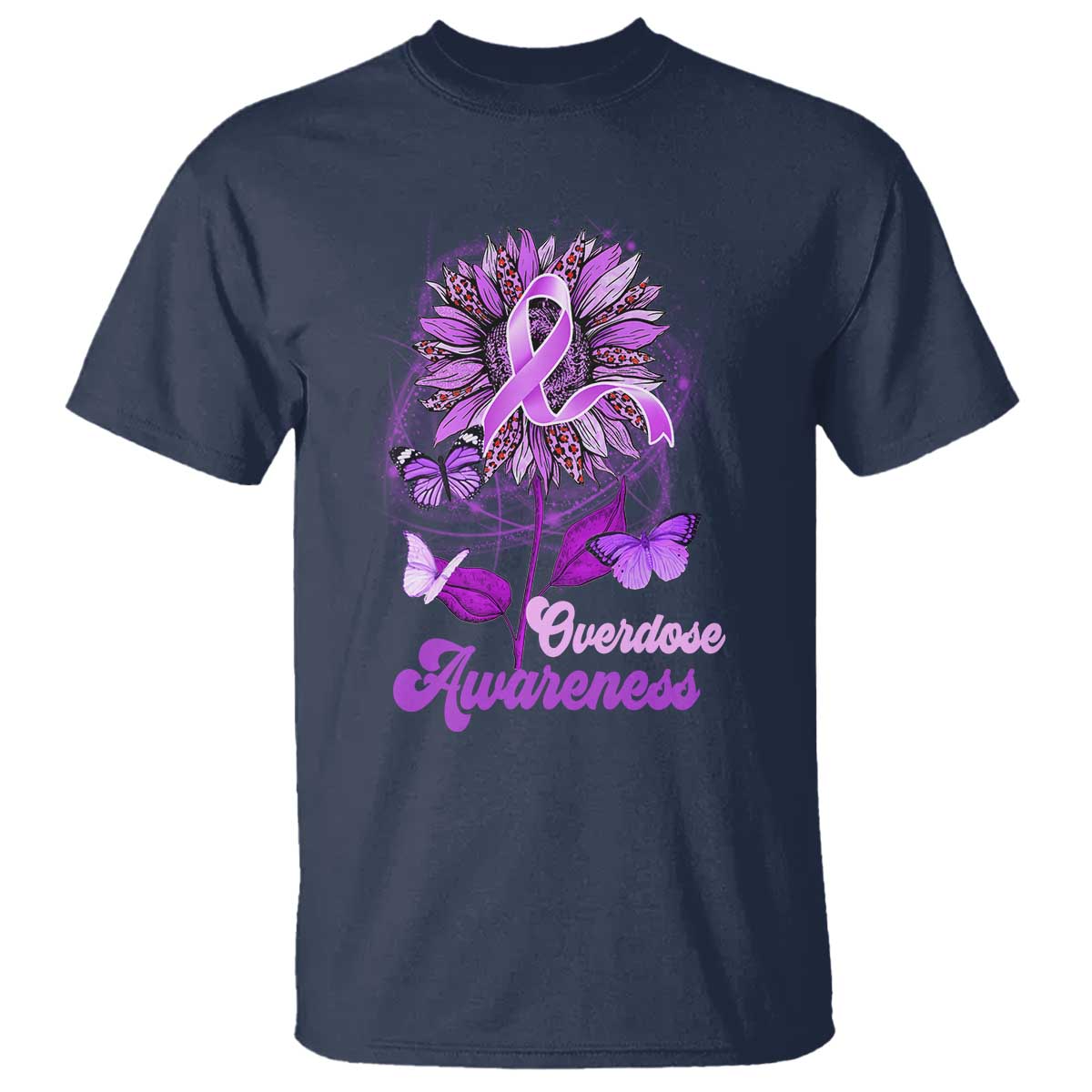 Purple Sunflower Overdose Prevention Support Squad T Shirt
