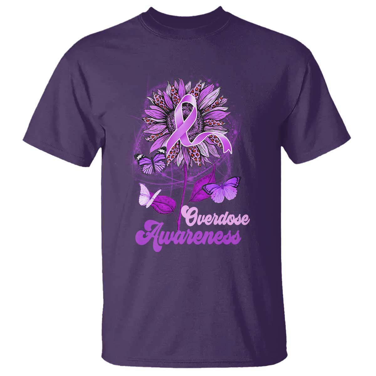 Purple Sunflower Overdose Prevention Support Squad T Shirt