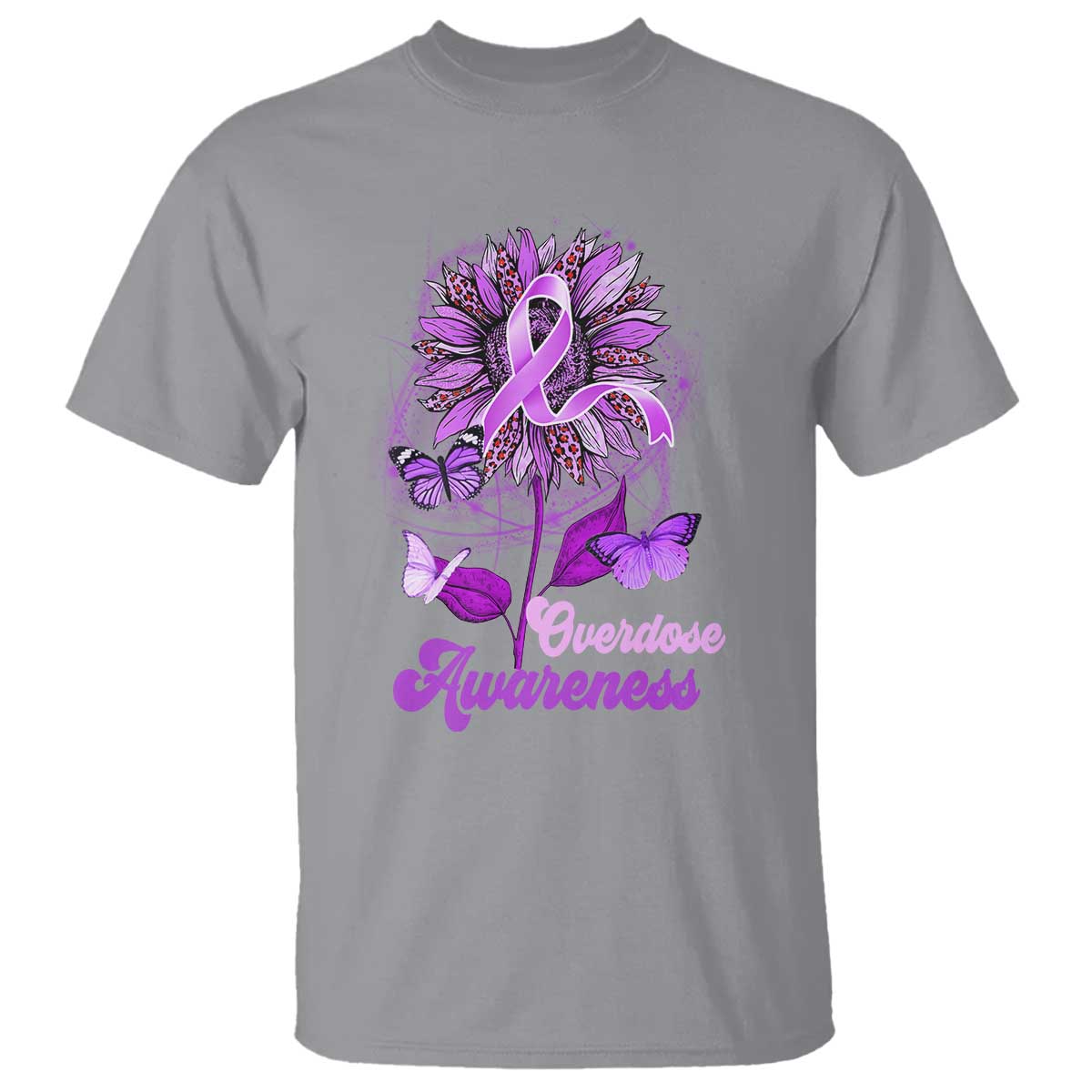 Purple Sunflower Overdose Prevention Support Squad T Shirt