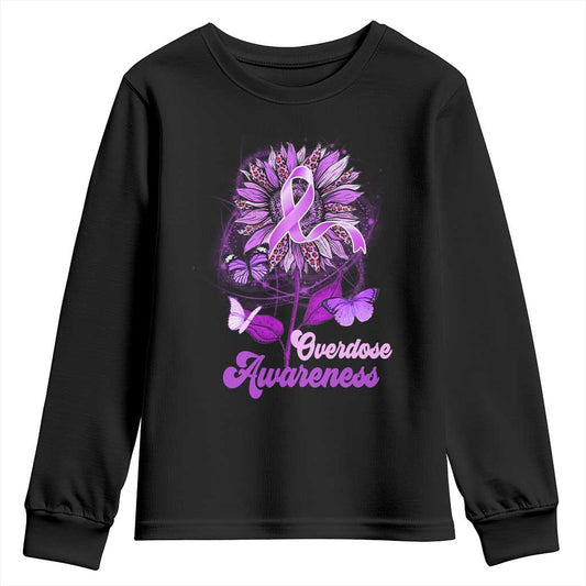 Purple Sunflower Overdose Prevention Support Squad Youth Sweatshirt