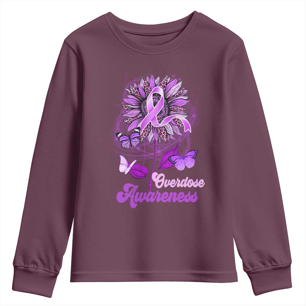 Purple Sunflower Overdose Prevention Support Squad Youth Sweatshirt