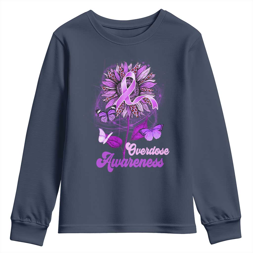 Purple Sunflower Overdose Prevention Support Squad Youth Sweatshirt