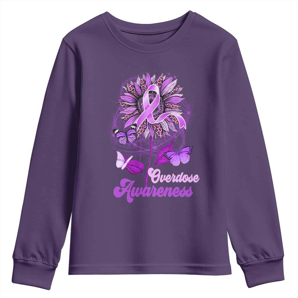 Purple Sunflower Overdose Prevention Support Squad Youth Sweatshirt