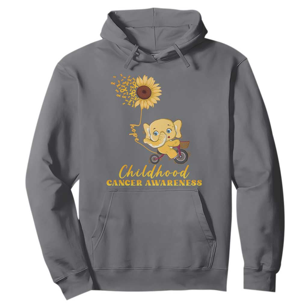 Childhood Cancer Warrior Support Hoodie Elephant Sunflower Gold Ribbon