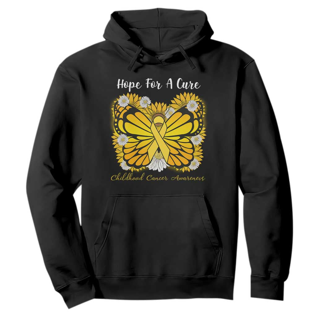 Childhood Cancer Warrior Support Hoodie Hope For A Cure Butterfly Flower