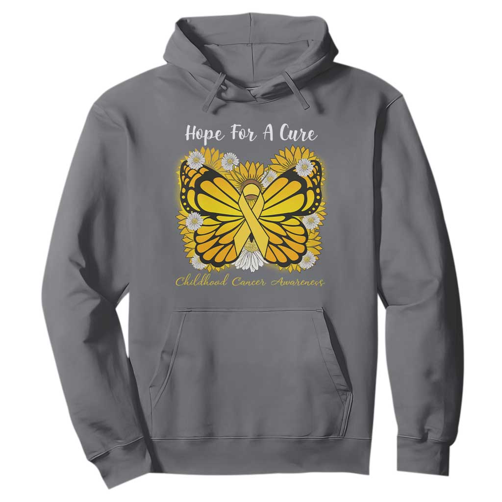 Childhood Cancer Warrior Support Hoodie Hope For A Cure Butterfly Flower