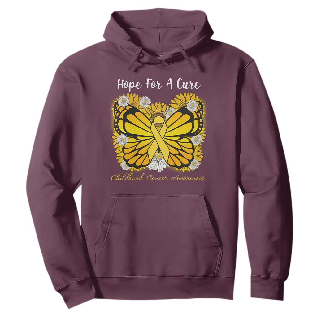 Childhood Cancer Warrior Support Hoodie Hope For A Cure Butterfly Flower