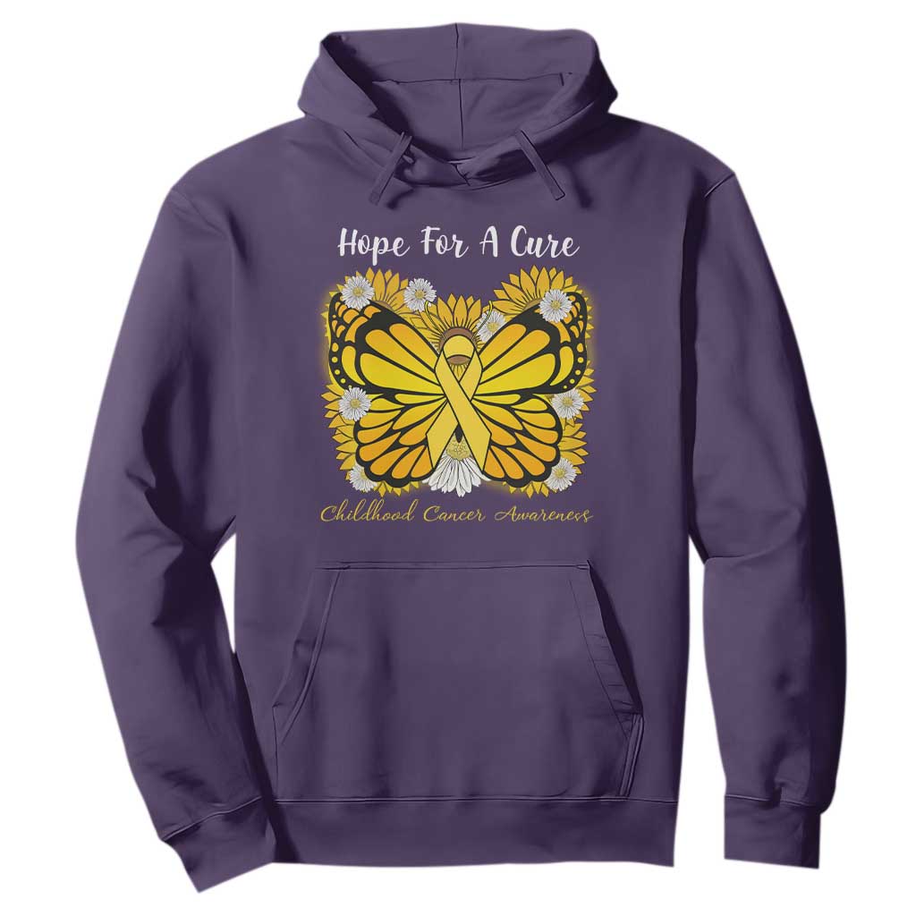 Childhood Cancer Warrior Support Hoodie Hope For A Cure Butterfly Flower