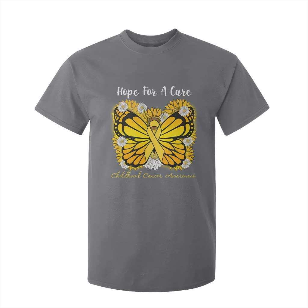 Childhood Cancer Warrior Support T Shirt For Kid Hope For A Cure Butterfly Flower