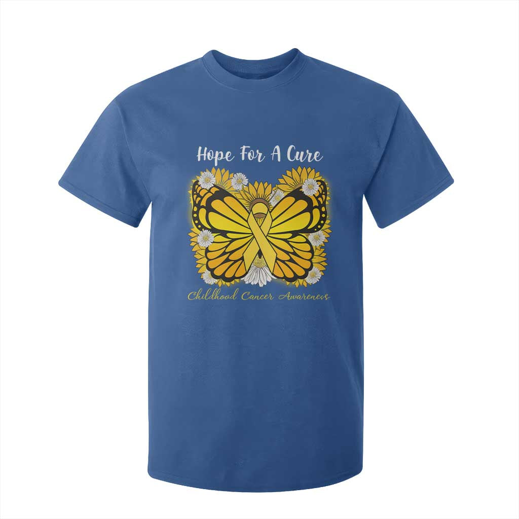 Childhood Cancer Warrior Support T Shirt For Kid Hope For A Cure Butterfly Flower