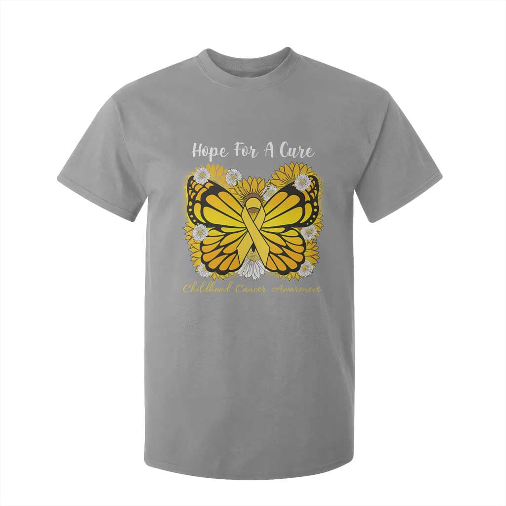Childhood Cancer Warrior Support T Shirt For Kid Hope For A Cure Butterfly Flower