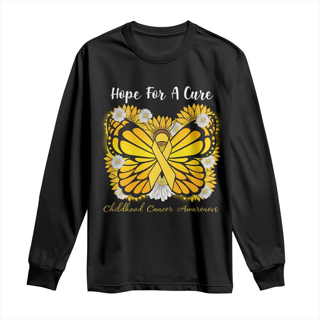 Childhood Cancer Warrior Support Long Sleeve Shirt Hope For A Cure Butterfly Flower