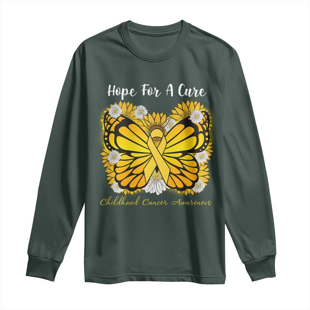 Childhood Cancer Warrior Support Long Sleeve Shirt Hope For A Cure Butterfly Flower