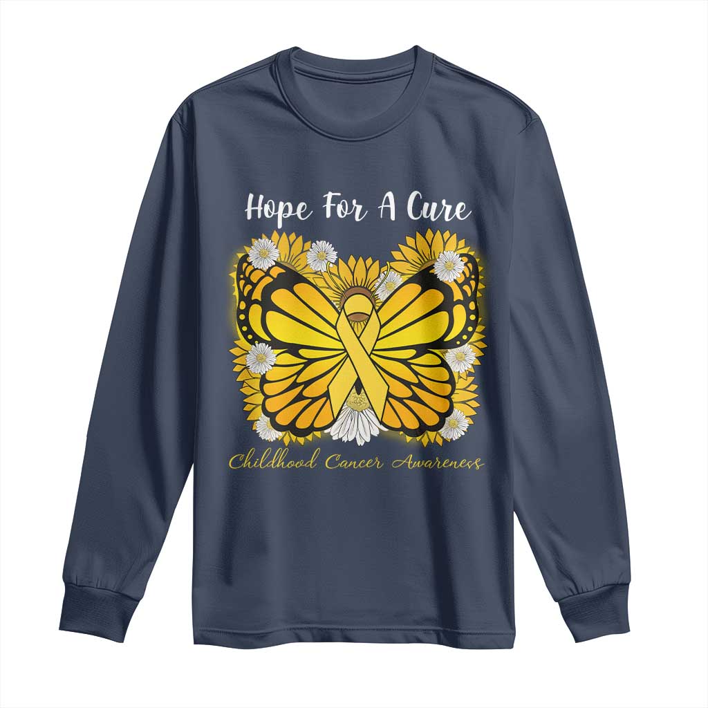 Childhood Cancer Warrior Support Long Sleeve Shirt Hope For A Cure Butterfly Flower
