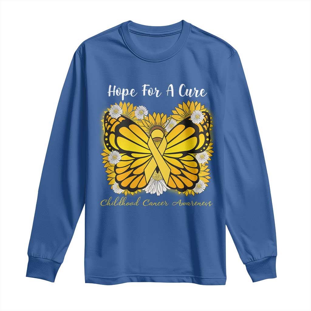 Childhood Cancer Warrior Support Long Sleeve Shirt Hope For A Cure Butterfly Flower