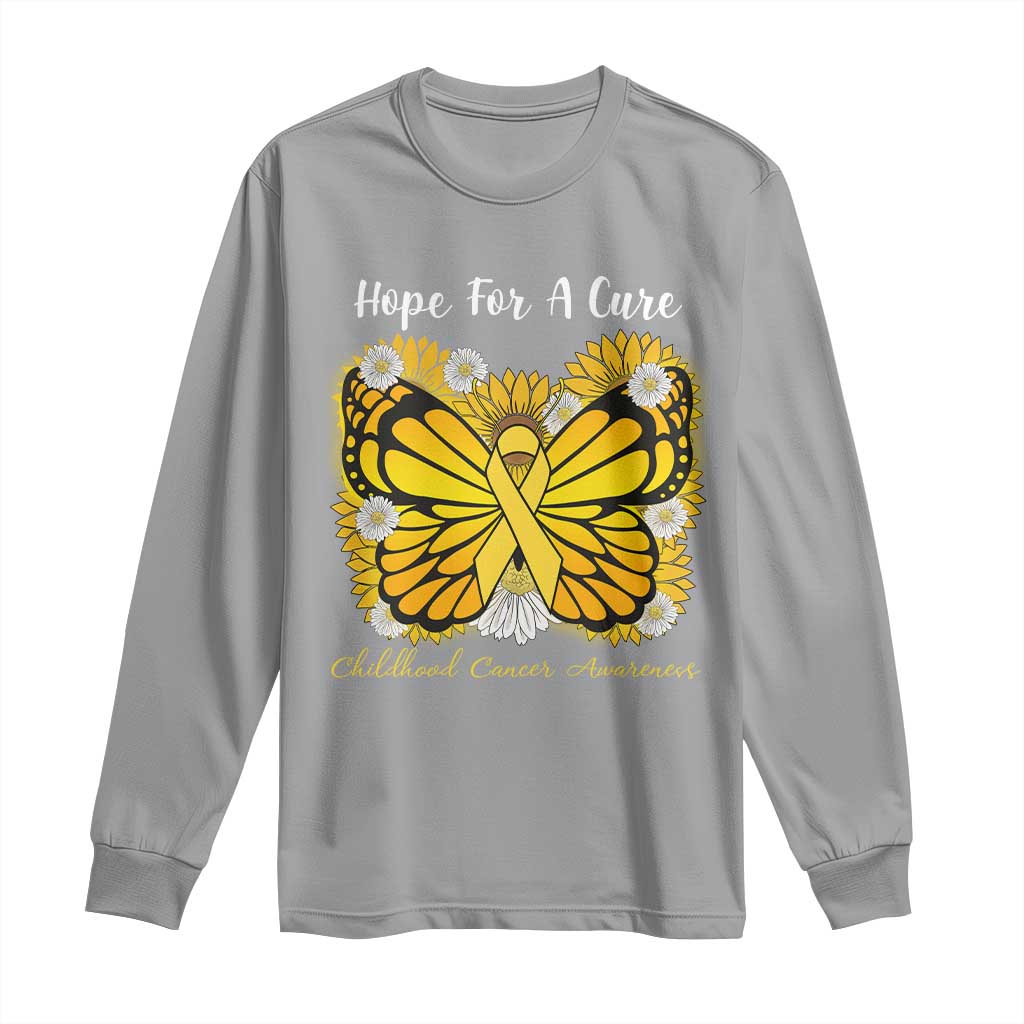 Childhood Cancer Warrior Support Long Sleeve Shirt Hope For A Cure Butterfly Flower