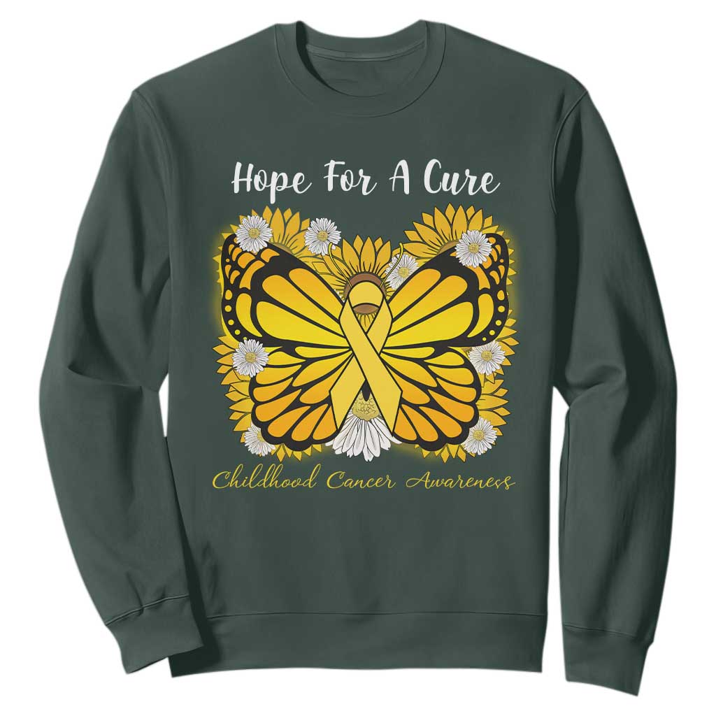 Childhood Cancer Warrior Support Sweatshirt Hope For A Cure Butterfly Flower