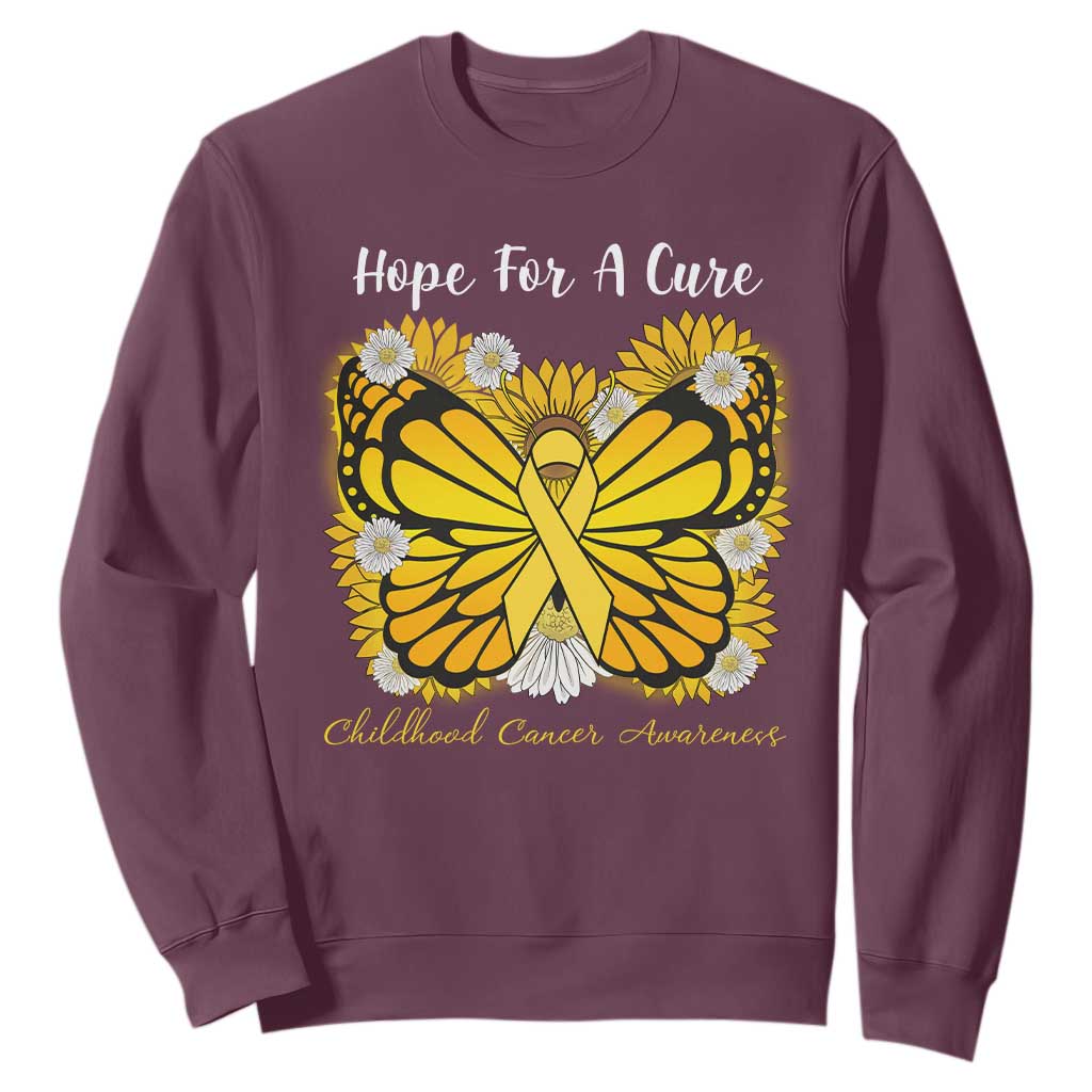 Childhood Cancer Warrior Support Sweatshirt Hope For A Cure Butterfly Flower