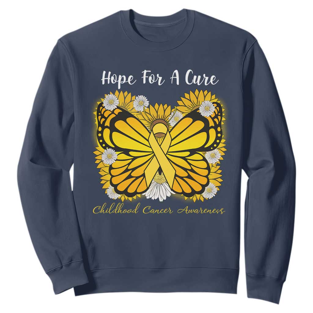 Childhood Cancer Warrior Support Sweatshirt Hope For A Cure Butterfly Flower