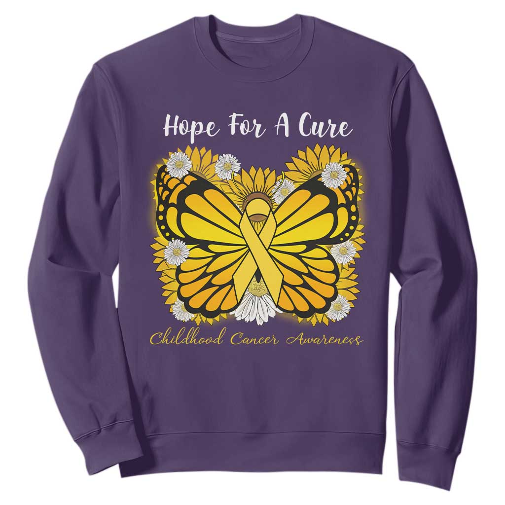 Childhood Cancer Warrior Support Sweatshirt Hope For A Cure Butterfly Flower