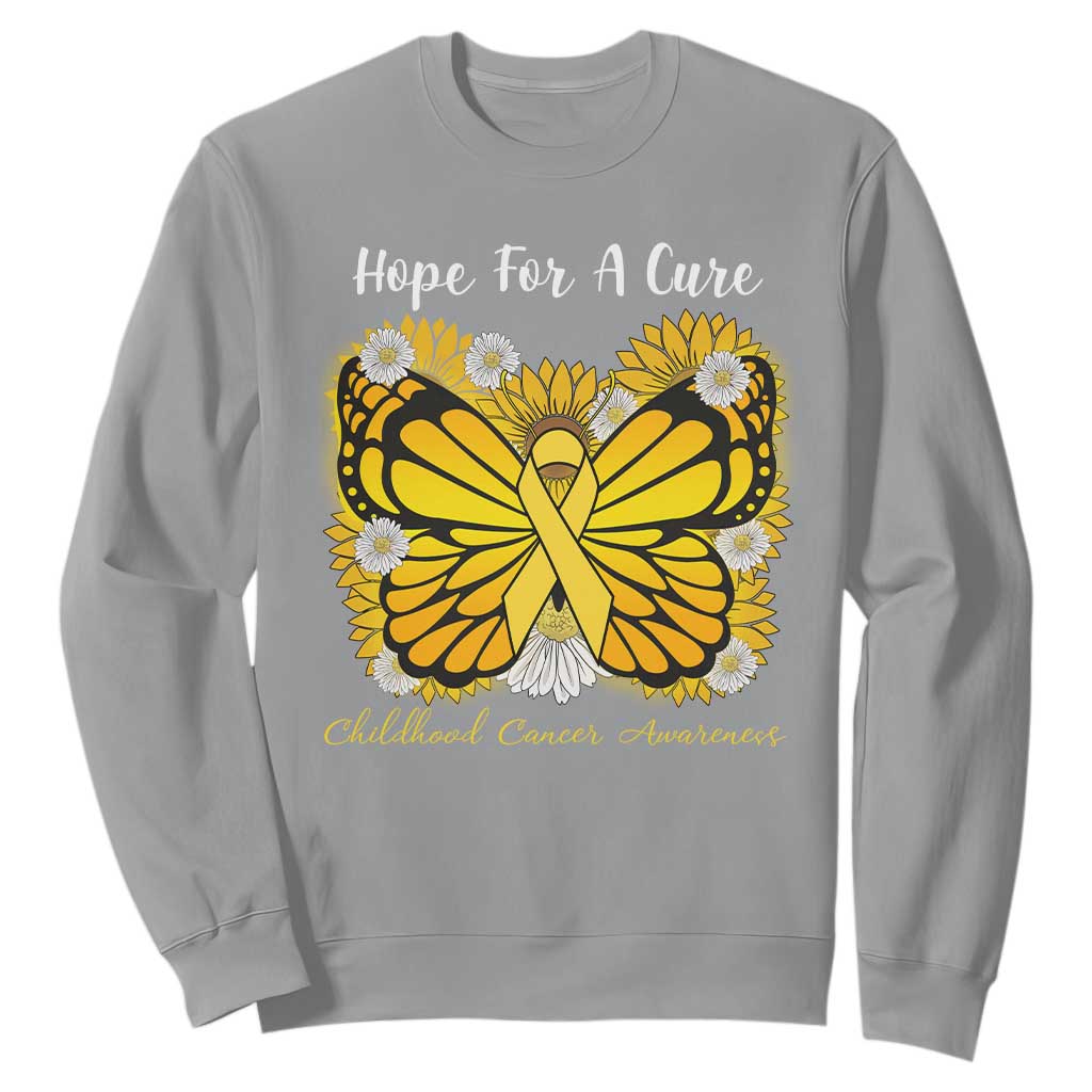 Childhood Cancer Warrior Support Sweatshirt Hope For A Cure Butterfly Flower