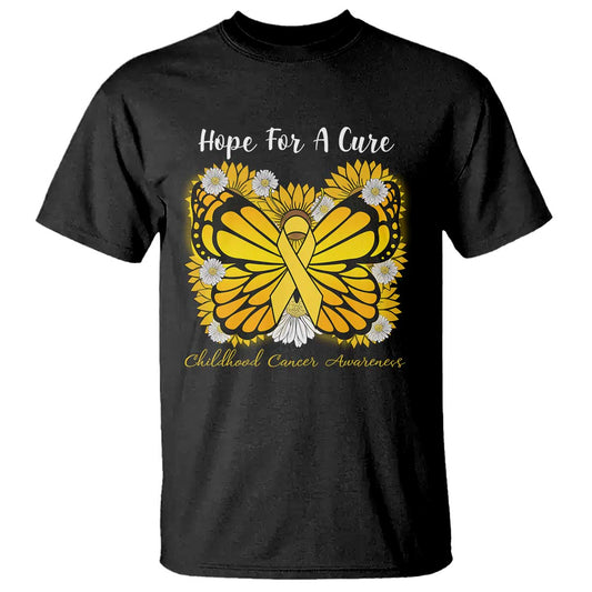 Childhood Cancer Warrior Support T Shirt Hope For A Cure Butterfly Flower