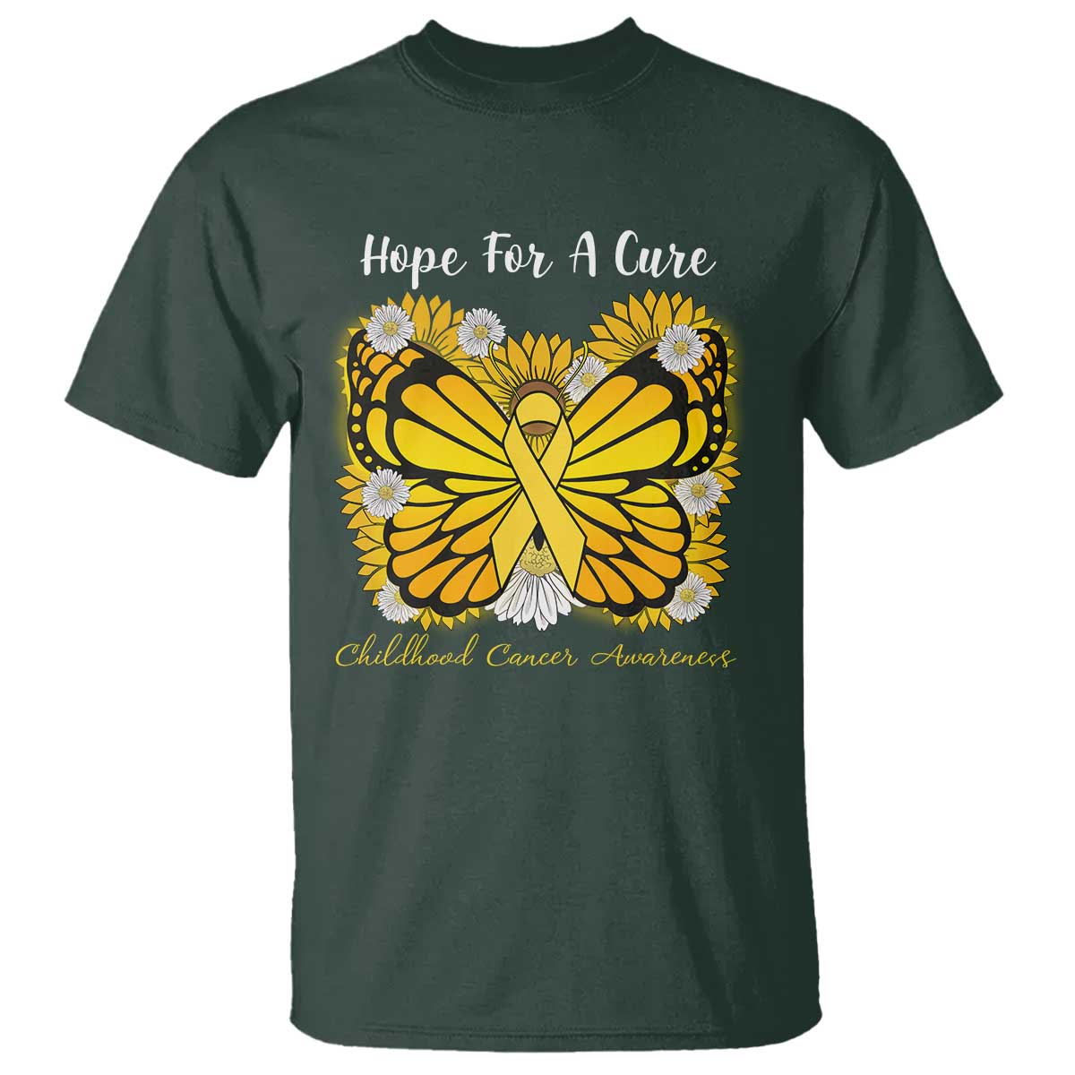 Childhood Cancer Warrior Support T Shirt Hope For A Cure Butterfly Flower