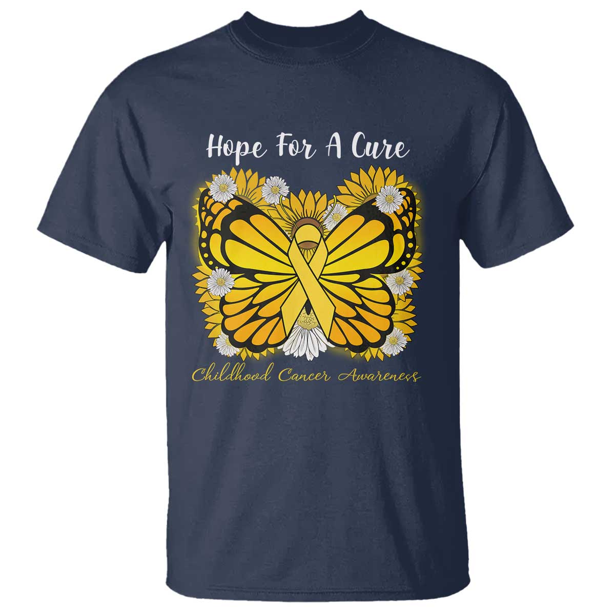 Childhood Cancer Warrior Support T Shirt Hope For A Cure Butterfly Flower