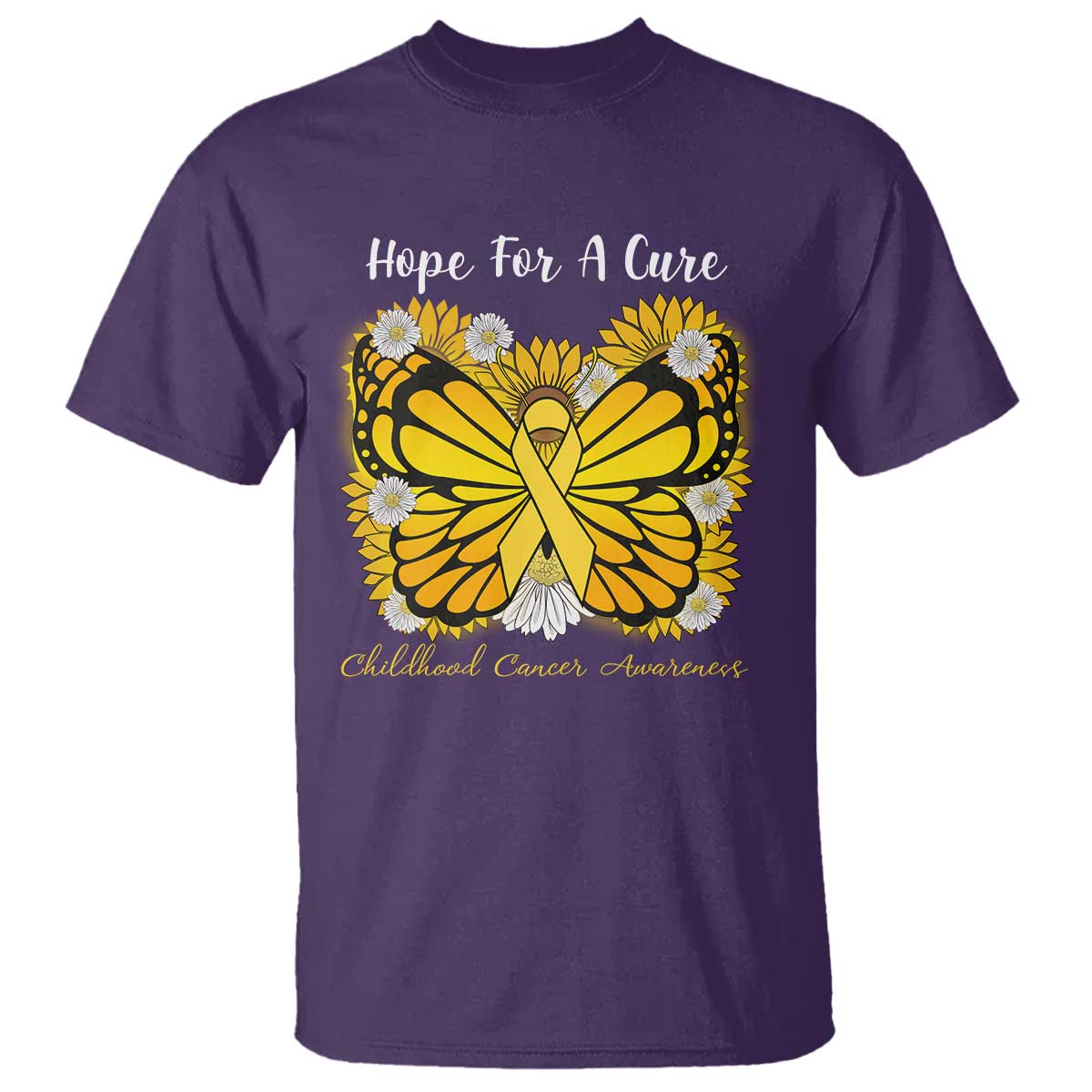 Childhood Cancer Warrior Support T Shirt Hope For A Cure Butterfly Flower