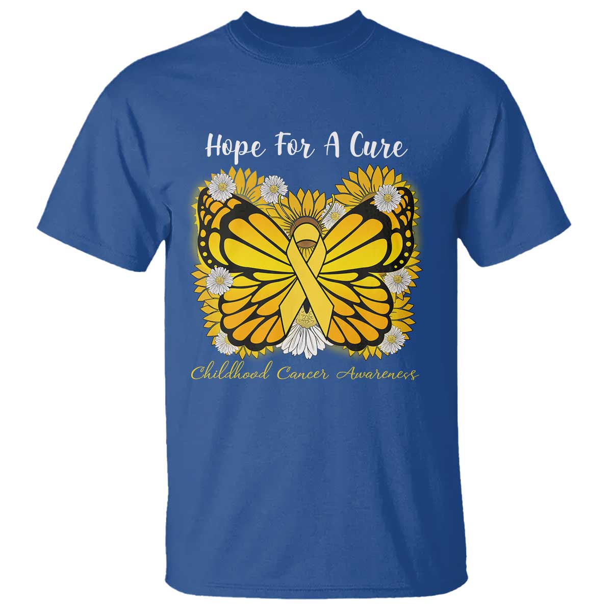 Childhood Cancer Warrior Support T Shirt Hope For A Cure Butterfly Flower