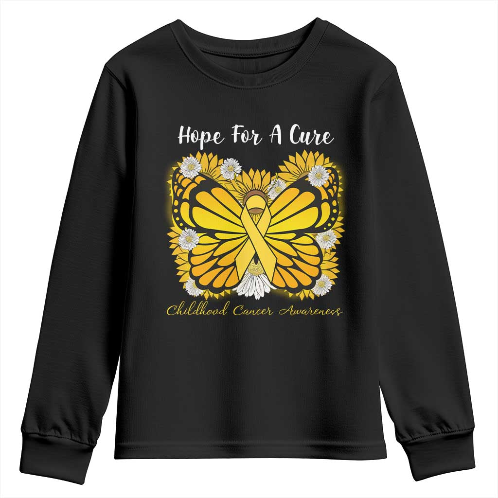 Childhood Cancer Warrior Support Youth Sweatshirt Hope For A Cure Butterfly Flower