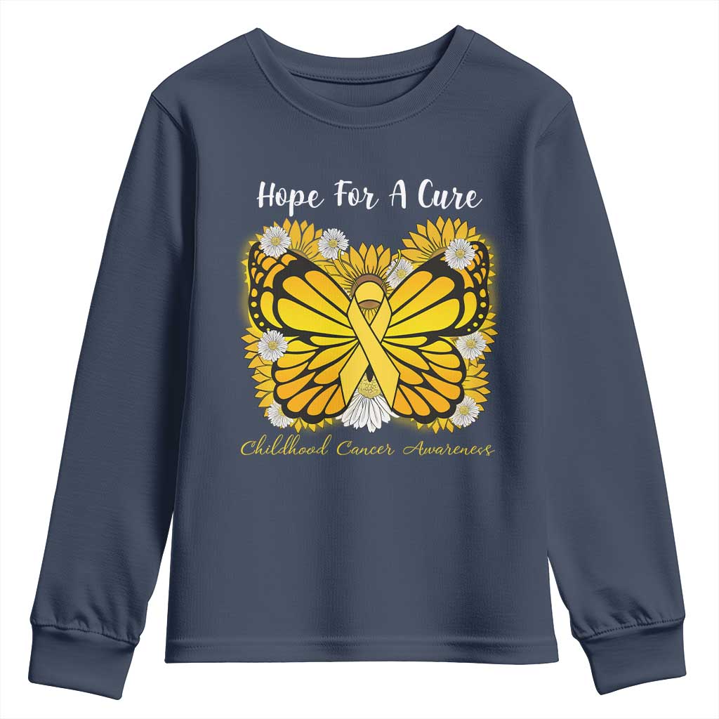 Childhood Cancer Warrior Support Youth Sweatshirt Hope For A Cure Butterfly Flower