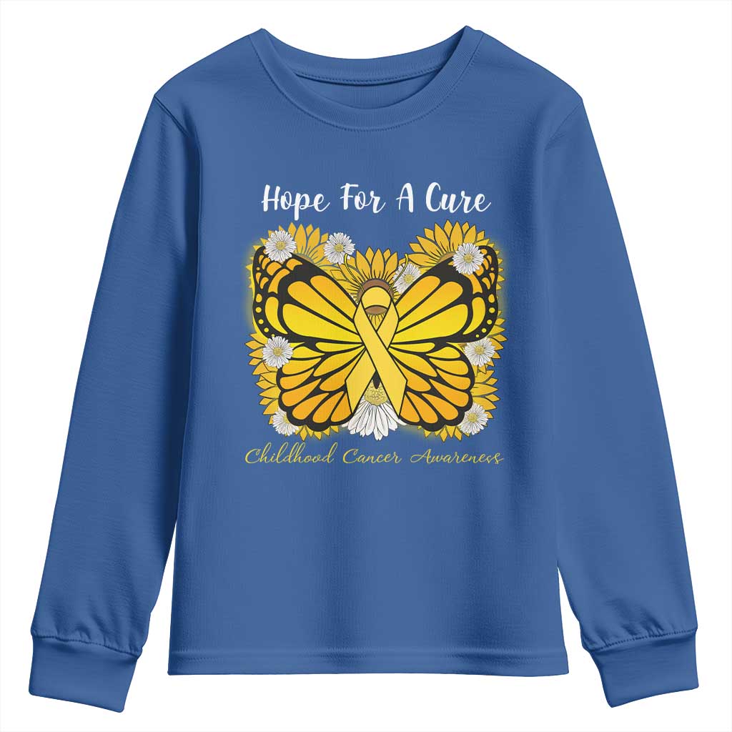 Childhood Cancer Warrior Support Youth Sweatshirt Hope For A Cure Butterfly Flower