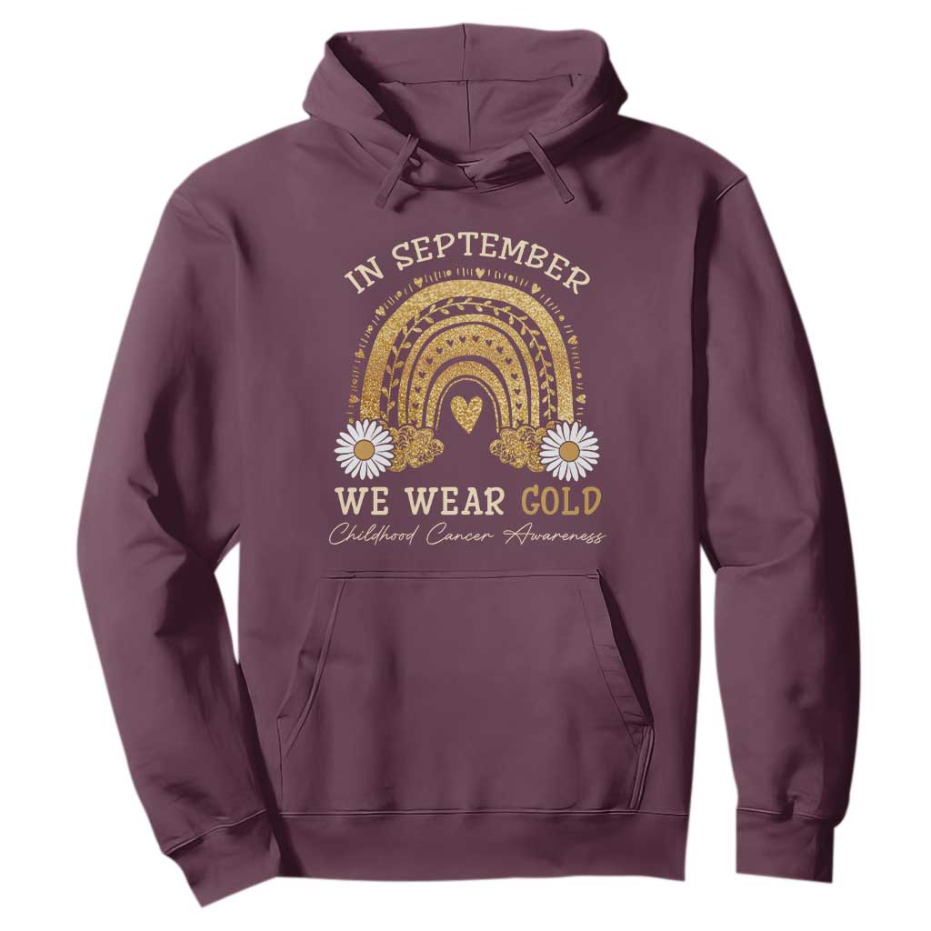 Childhood Cancer Warrior Support Hoodie In September We Wear Gold Rainbow