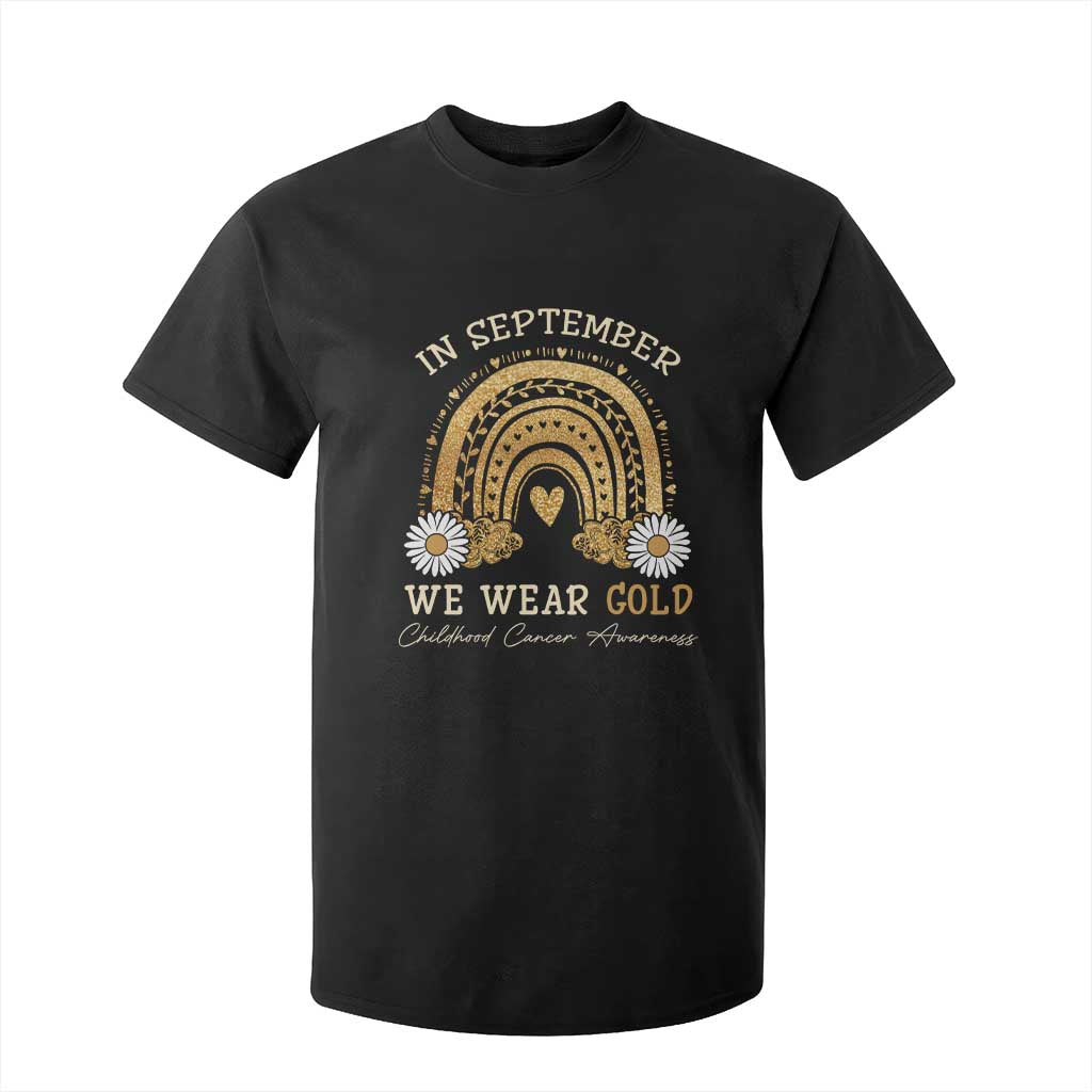 Childhood Cancer Warrior Support T Shirt For Kid In September We Wear Gold Rainbow