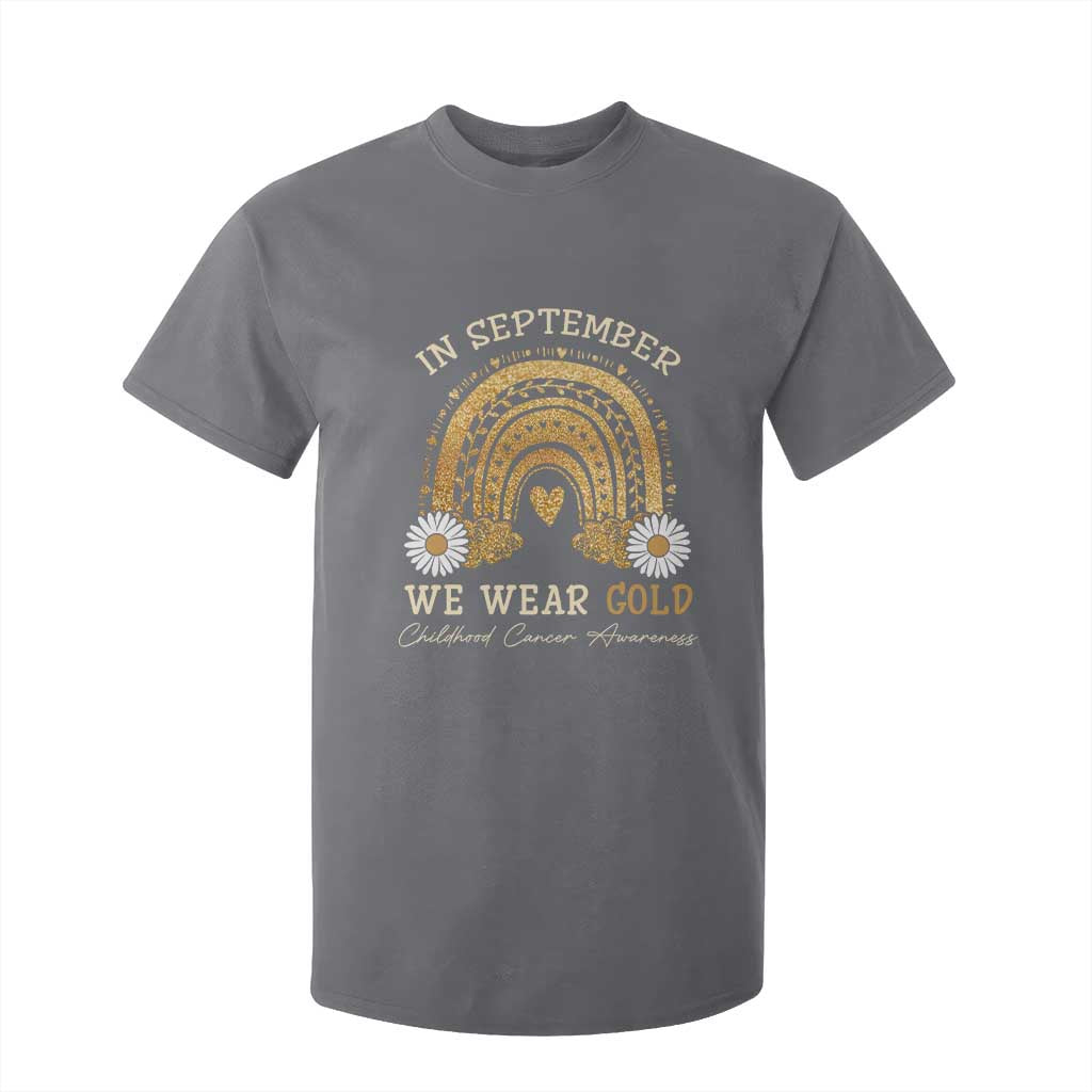 Childhood Cancer Warrior Support T Shirt For Kid In September We Wear Gold Rainbow