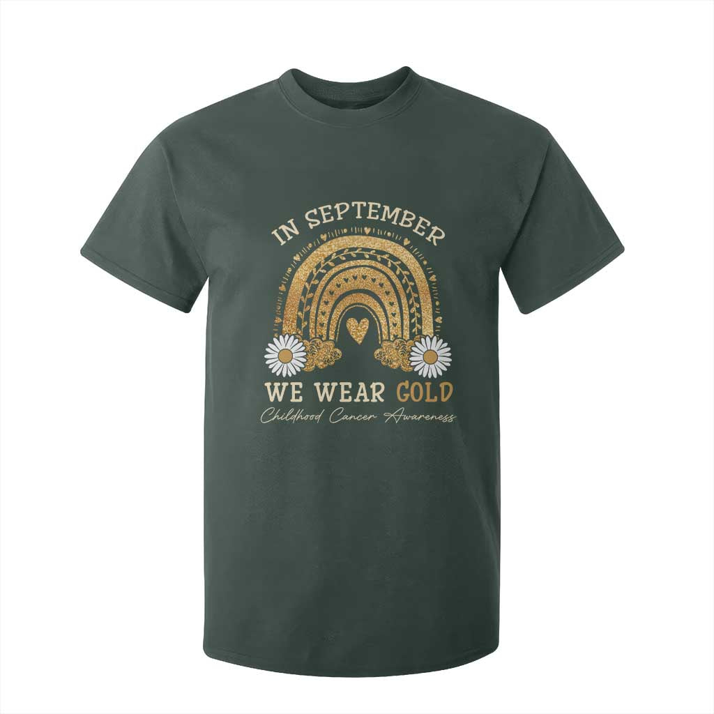 Childhood Cancer Warrior Support T Shirt For Kid In September We Wear Gold Rainbow
