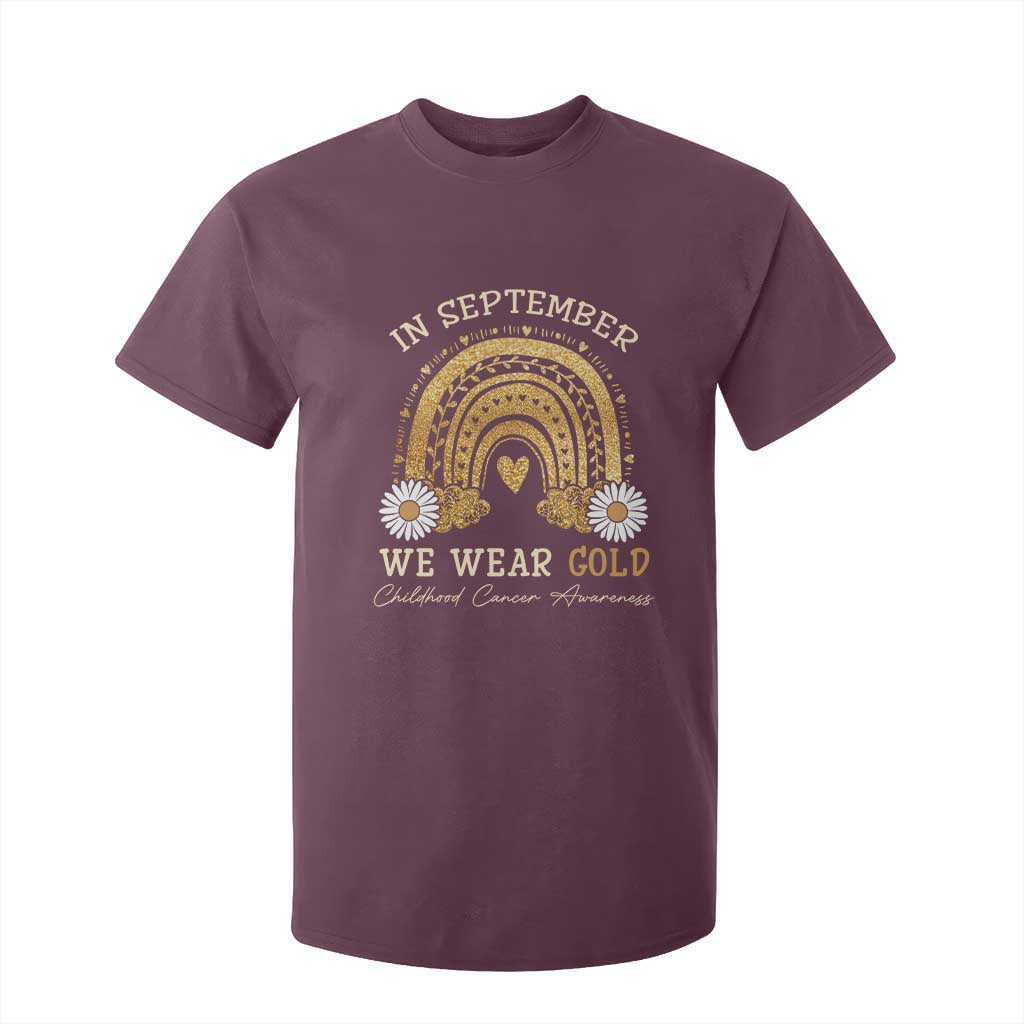 Childhood Cancer Warrior Support T Shirt For Kid In September We Wear Gold Rainbow
