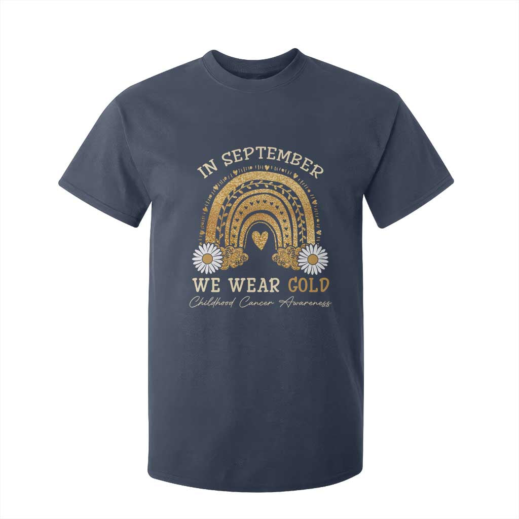 Childhood Cancer Warrior Support T Shirt For Kid In September We Wear Gold Rainbow