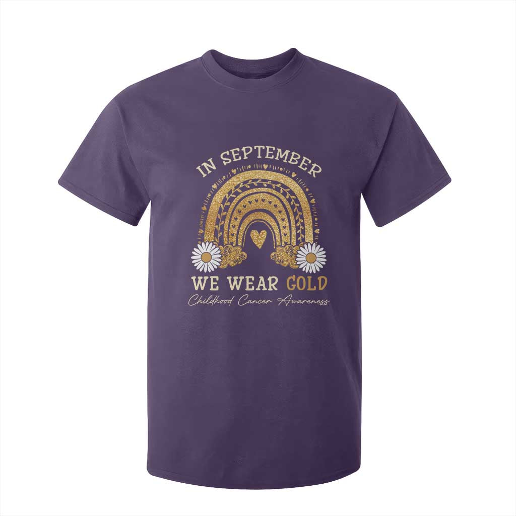 Childhood Cancer Warrior Support T Shirt For Kid In September We Wear Gold Rainbow