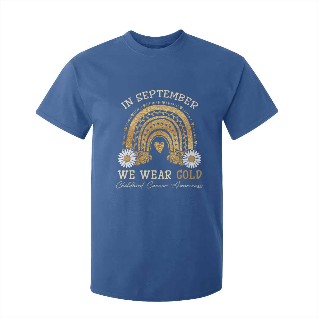 Childhood Cancer Warrior Support T Shirt For Kid In September We Wear Gold Rainbow
