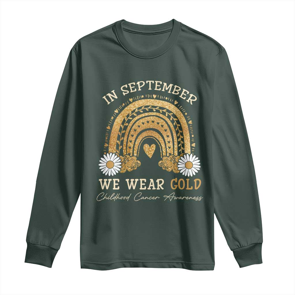 Childhood Cancer Warrior Support Long Sleeve Shirt In September We Wear Gold Rainbow