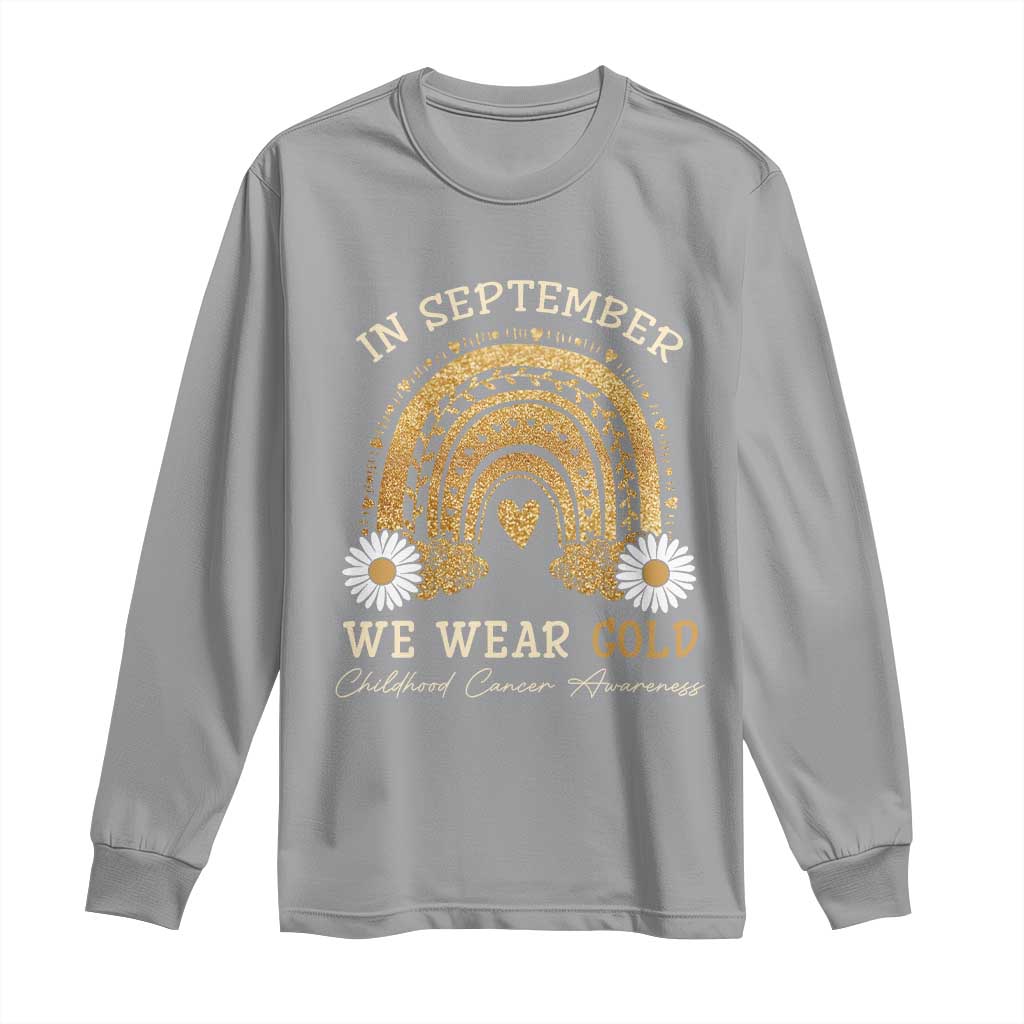 Childhood Cancer Warrior Support Long Sleeve Shirt In September We Wear Gold Rainbow